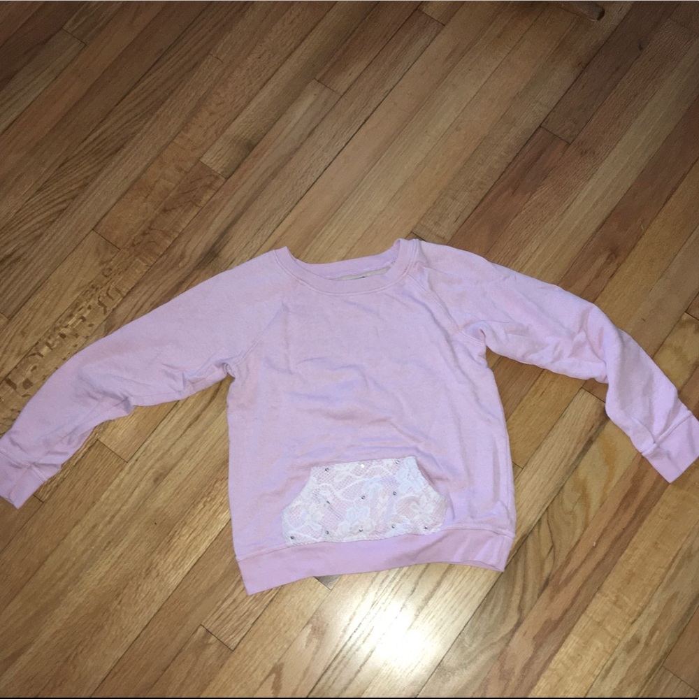 Girls pink Freestyle sweatshirt with lace pocket